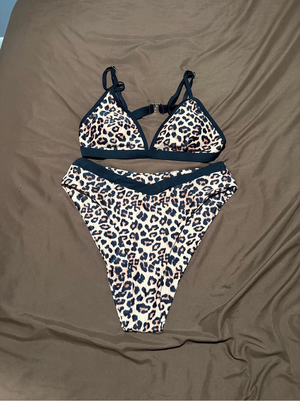 Leopard Print Bikini Set with Black Trim - Women Intimates & Sleepwear
